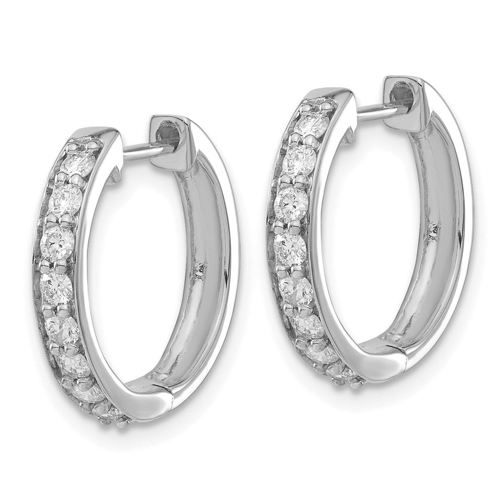 14K White Gold Lab Grown Diamond VS/SI FGH Hinged Hoop Earrings