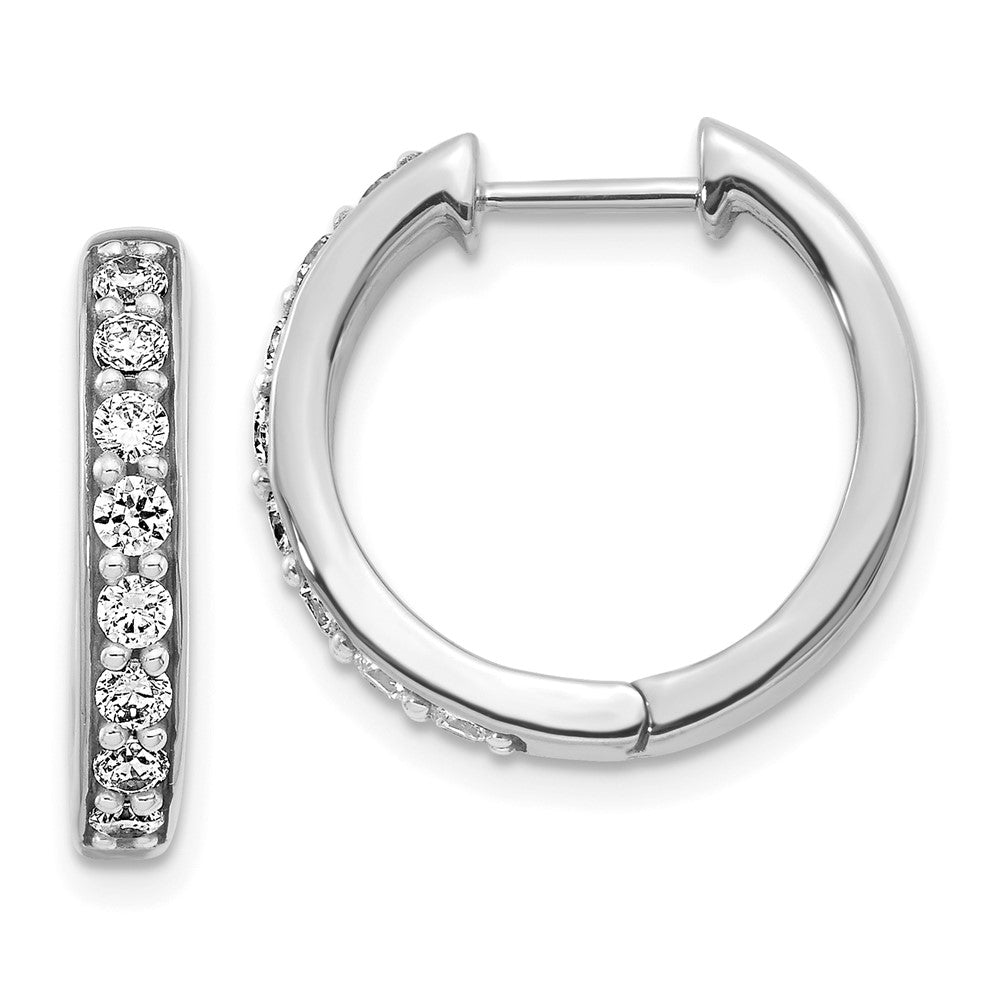 14K White Gold Lab Grown Diamond VS/SI FGH Hinged Hoop Earrings