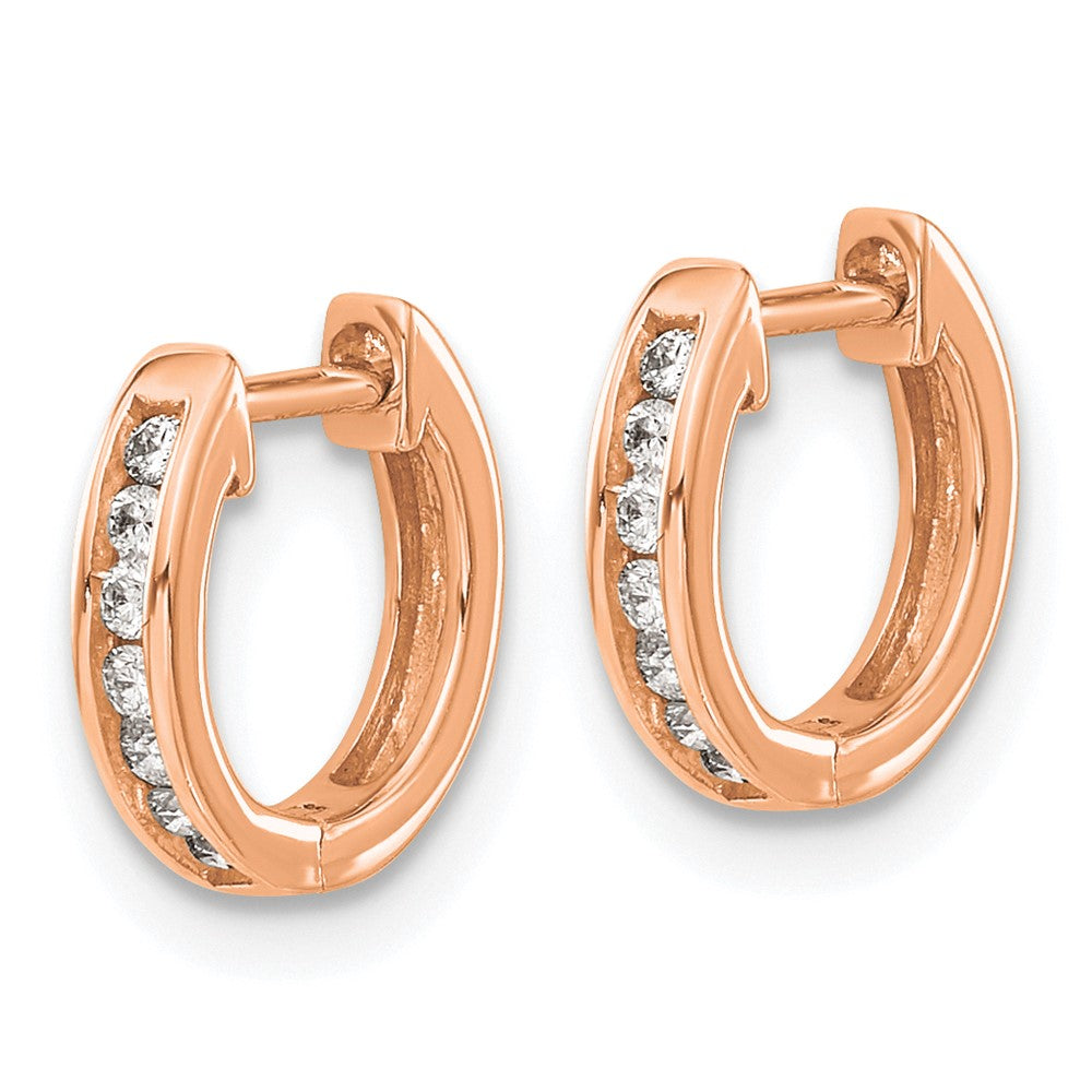 14K Rose Gold Lab Grown VS/SI FGH Dia Hinged Hoop Earrings