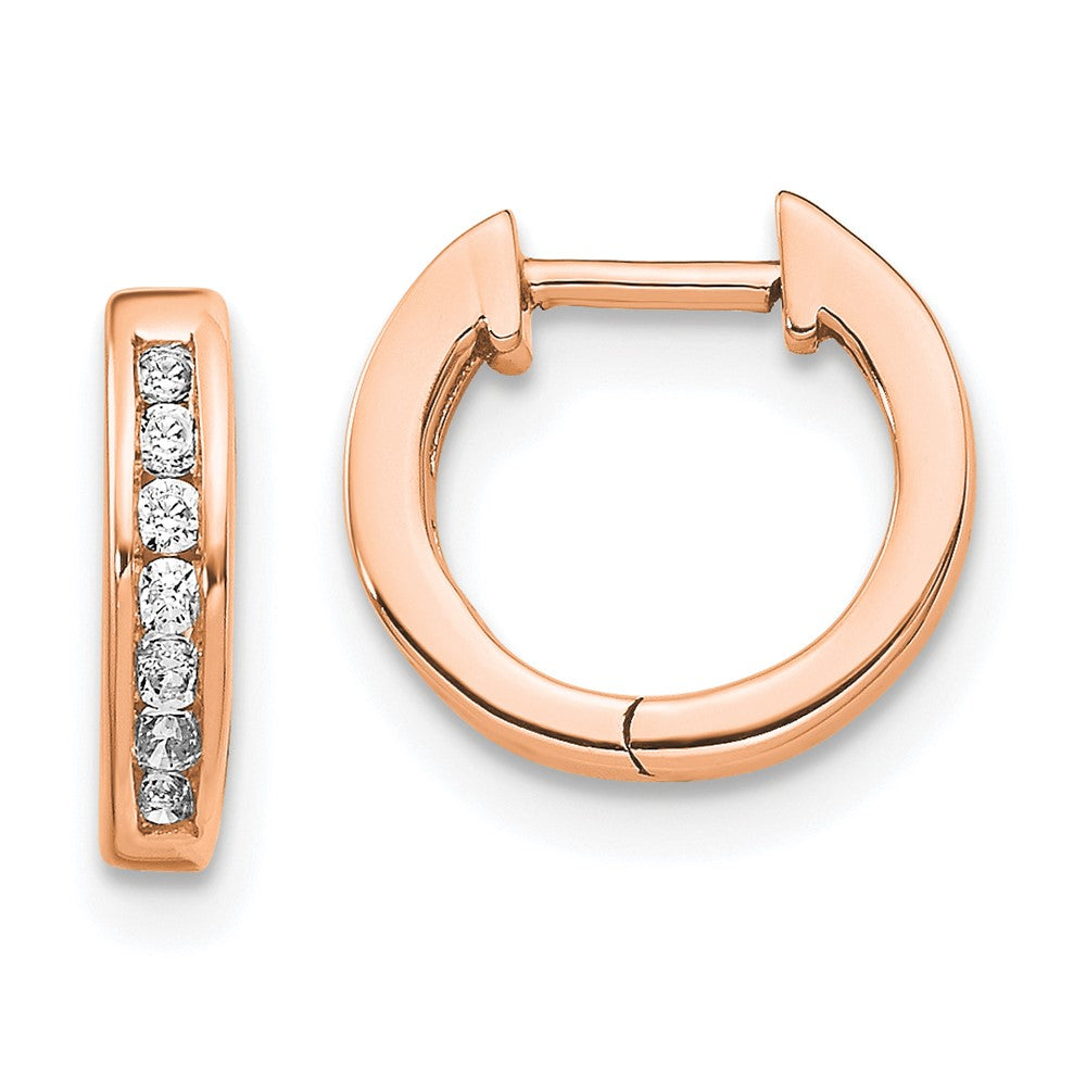 14K Rose Gold Lab Grown VS/SI FGH Dia Hinged Hoop Earrings