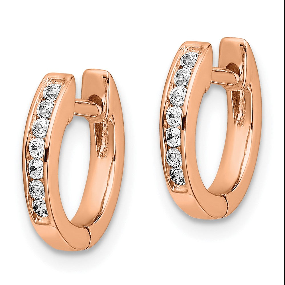 14K Rose Gold Polished Lab Grown Diamond VS/SI FGH Hinged Hoop Earri