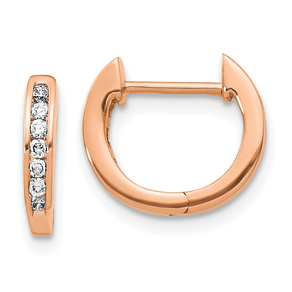 14K Rose Gold Polished Lab Grown Diamond VS/SI FGH Hinged Hoop Earri