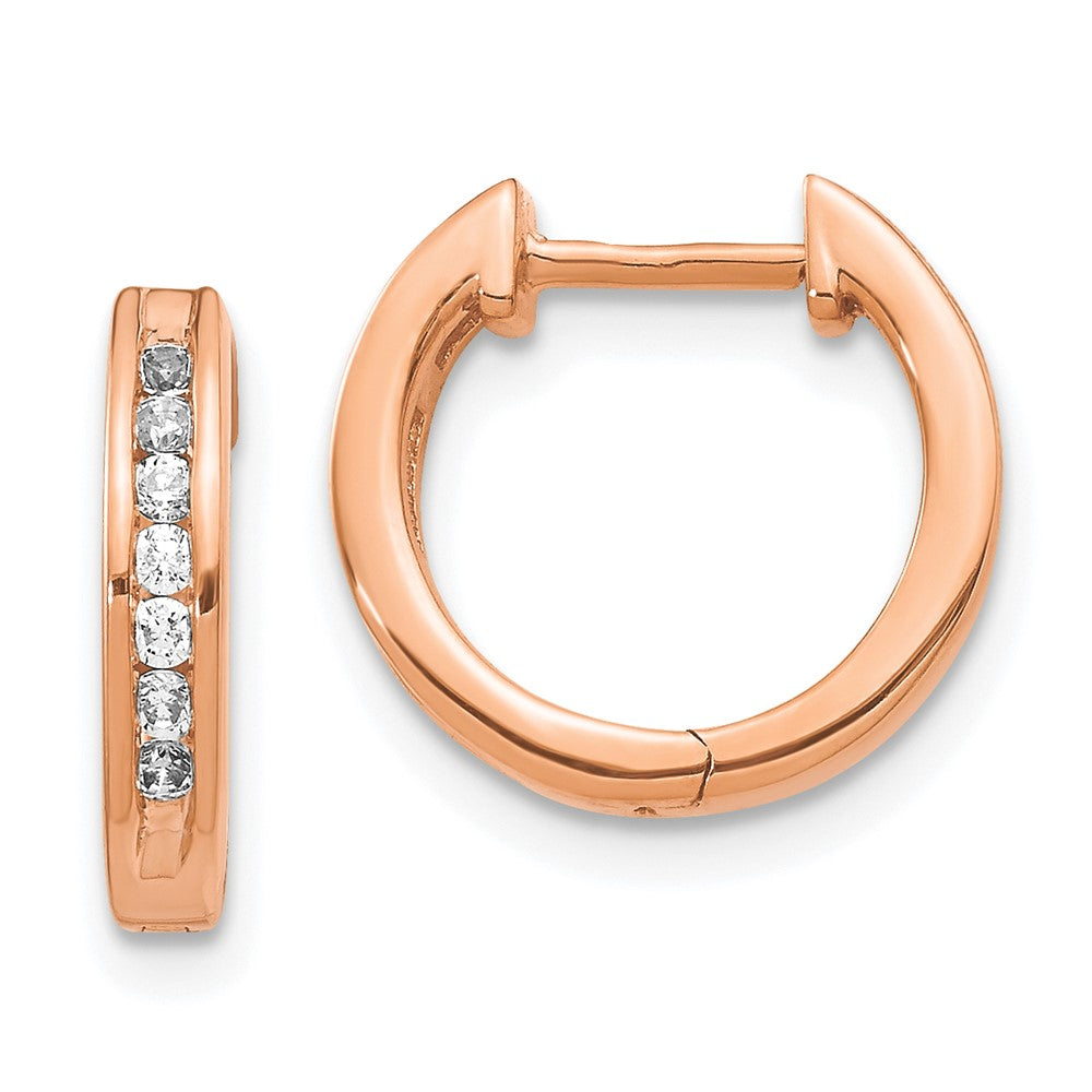 14K Rose Gold Lab Grown Diamond VS/SI FGH Hinged Hoop Earrings