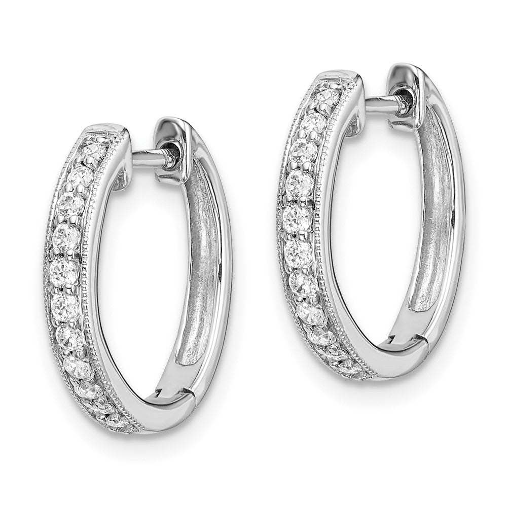 14K White Gold Lab Grown VS/SI FGH Dia Hinged Hoop Earrings