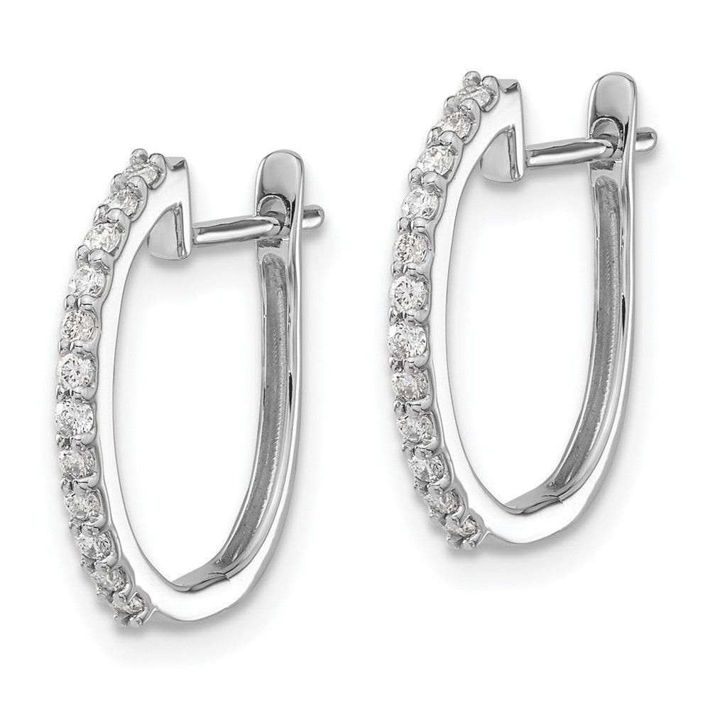 14K White Gold Lab Grown VS/SI FGH Dia 1.3mm Hinged Hoop Earrings