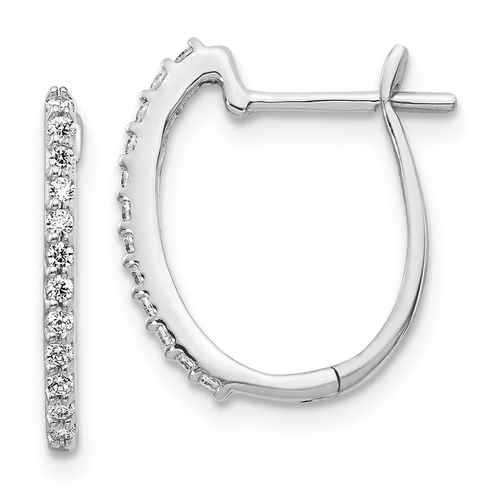 14K White Gold Lab Grown VS/SI FGH Dia 1.3mm Hinged Hoop Earrings