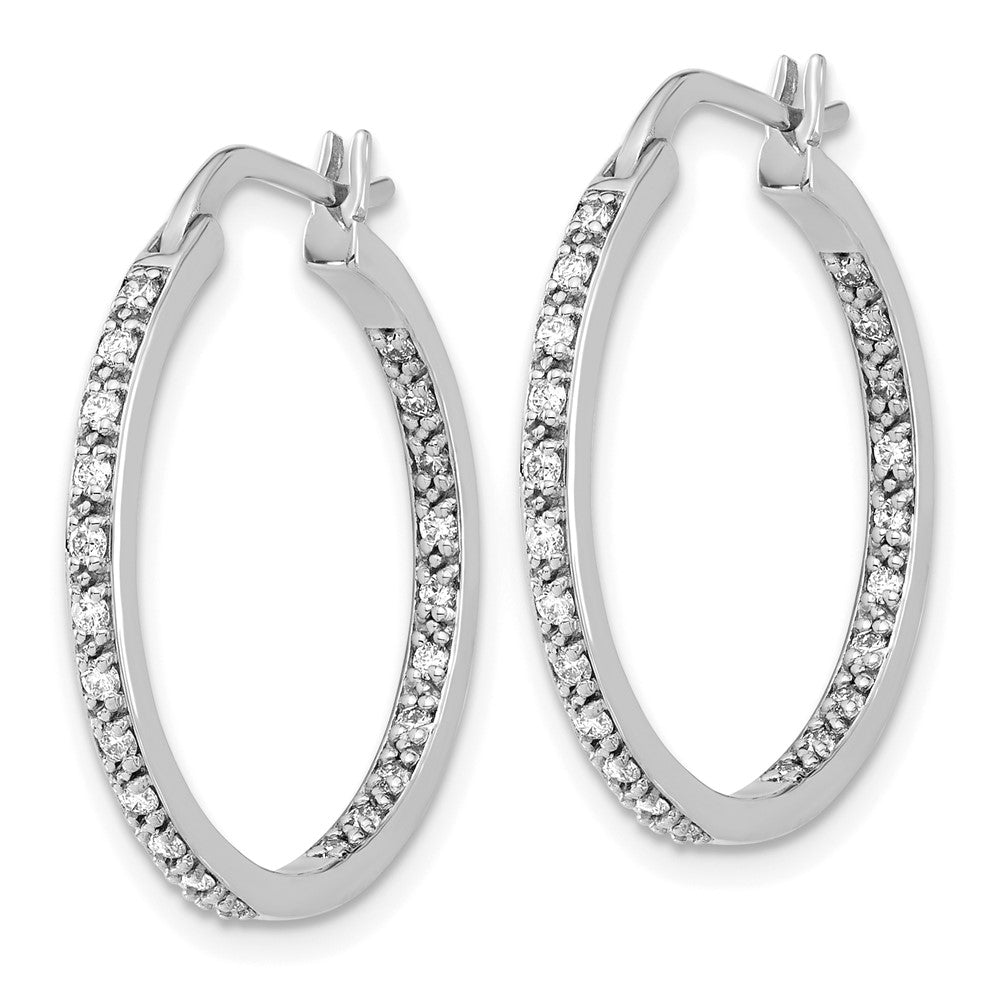 14K White Gold Lab Grown VS/SI FGH Dia In/Out Hoop Earrings