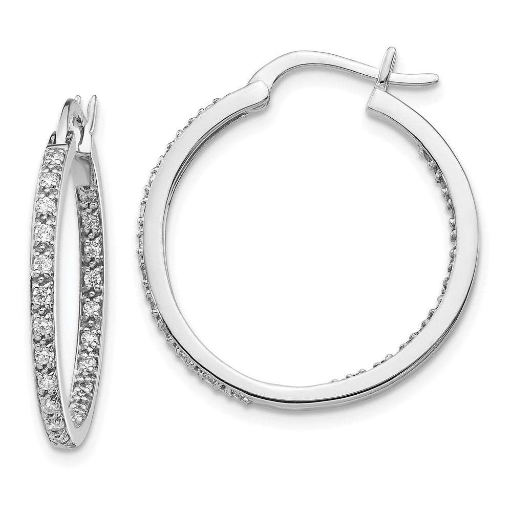 14K White Gold Lab Grown VS/SI FGH Dia In/Out Hoop Earrings