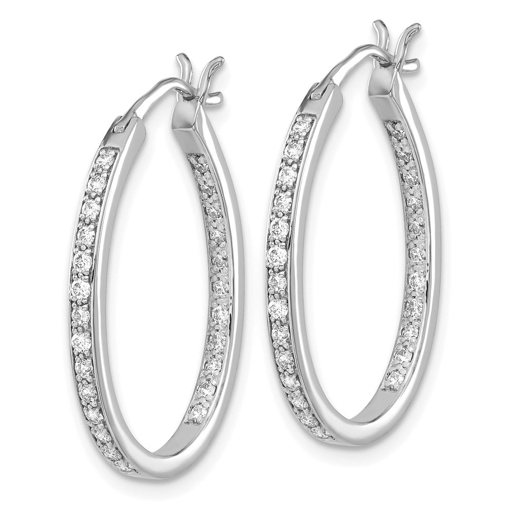 14K White Gold Lab Grown VS/SI FGH Dia In/Out Hoop Earrings