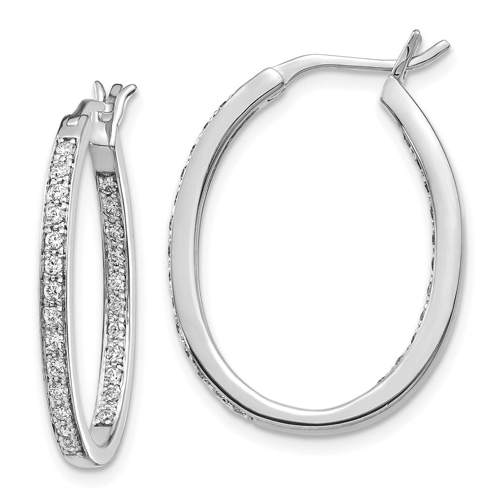 14K White Gold Lab Grown VS/SI FGH Dia In/Out Hoop Earrings