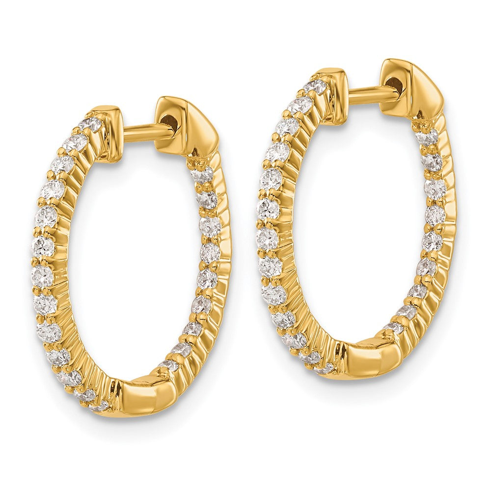 14ky Oro Spotlight Lab Grown Dia. SI+, H+, In and Out Hinged Hoop Earrings