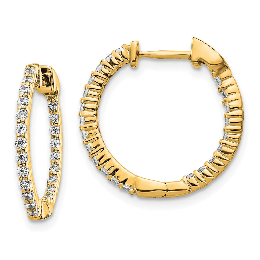 14ky Oro Spotlight Lab Grown Dia. SI+, H+, In and Out Hinged Hoop Earrings