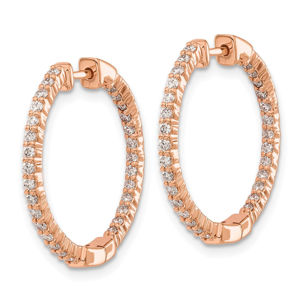 14K Rose Gold Lab Grown Diamond VS/SI FGH In & Out Hinged Hoop Earrings