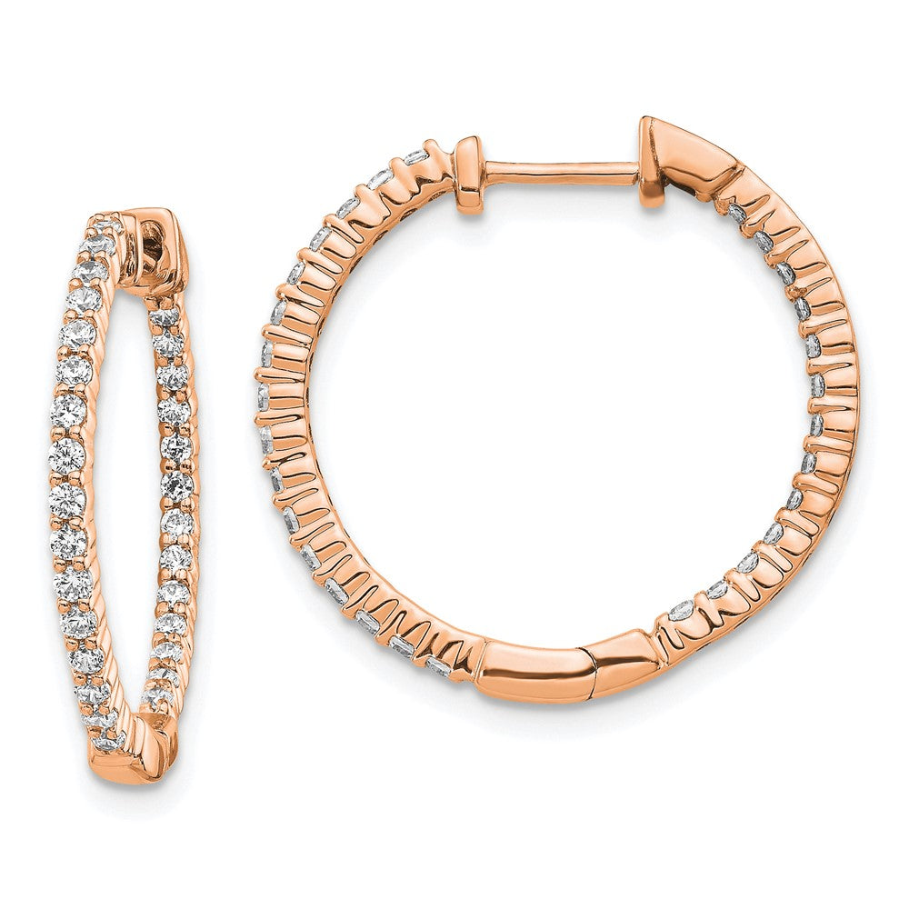 14K Rose Gold Lab Grown Diamond VS/SI FGH In & Out Hinged Hoop Earrings