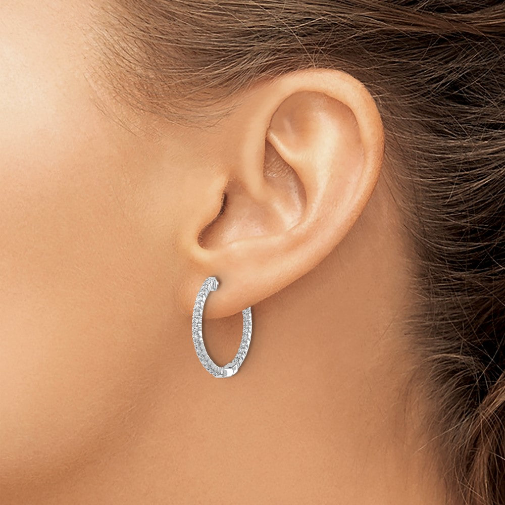 14kw Lab Grown Dia. VS/SI FGH In & Out Hinged Hoop Earrings