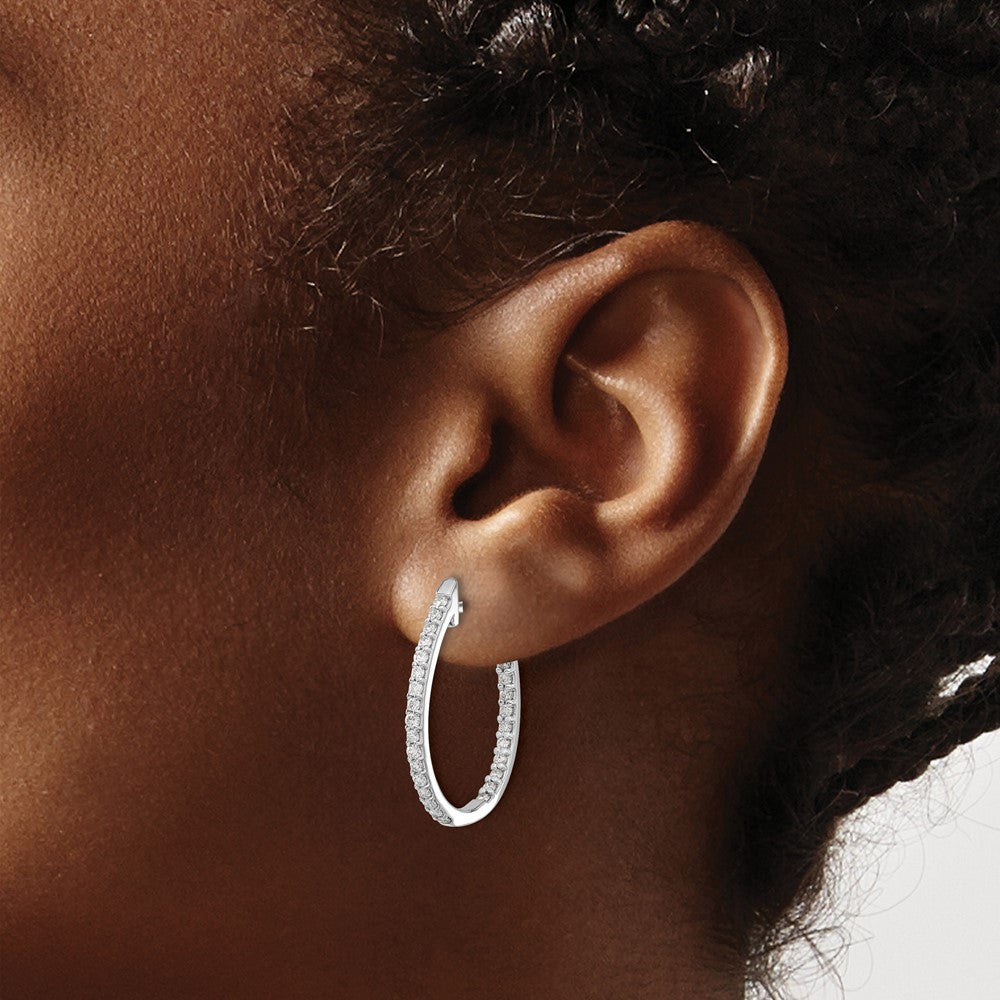 14kw Lab Grown Dia. VS/SI FGH In/Out Hinged Hoop Earrings