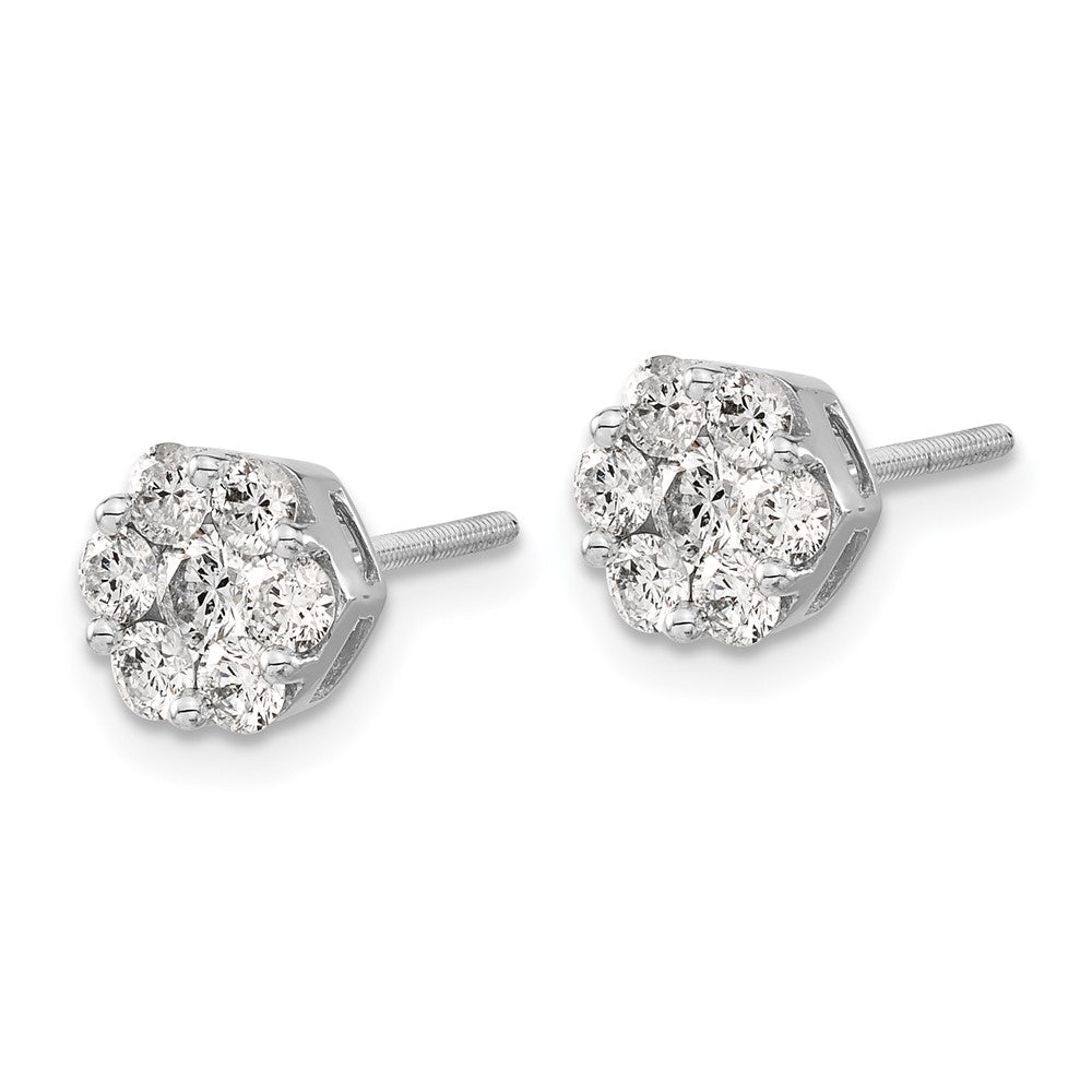 14K White Gold Lab Grown Diamond VS/SI FGH Cluster Screwback Earring