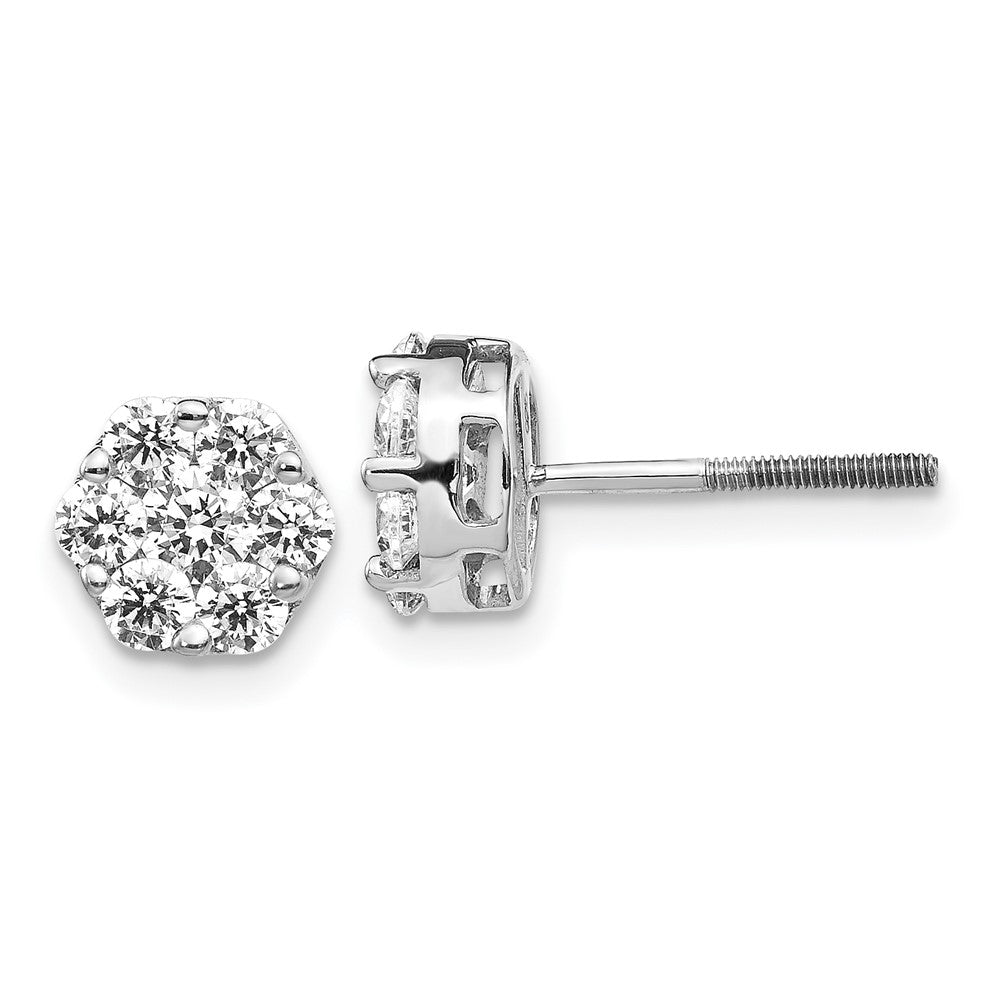 14K White Gold Lab Grown Diamond VS/SI FGH Cluster Screwback Earring