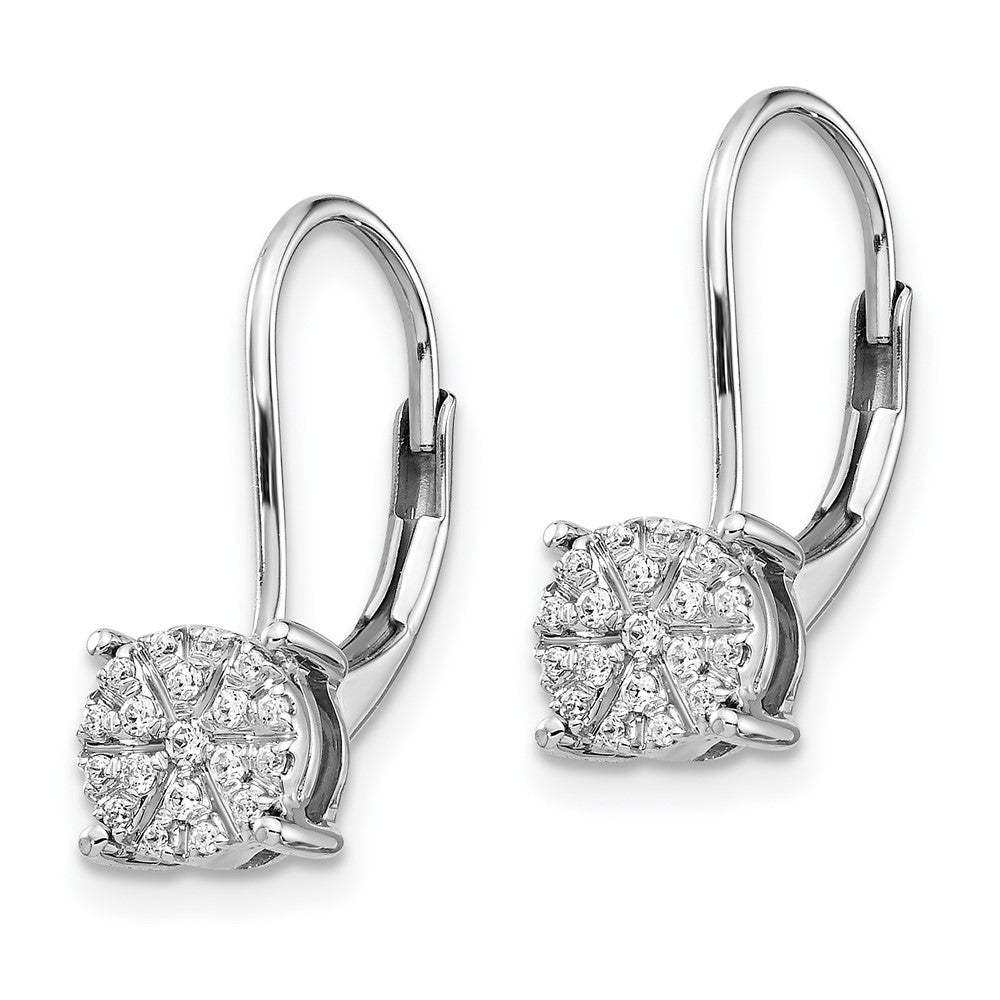 14K White Gold Lab Grown VS/SI FGH Dia Cluster Leverback Earrings