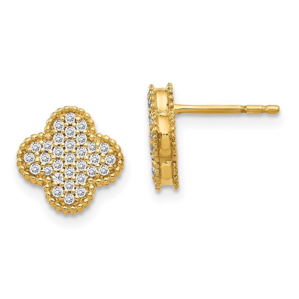 14K Lab Grown VS/SI FGH Dia Quatrefoil Post Earrings