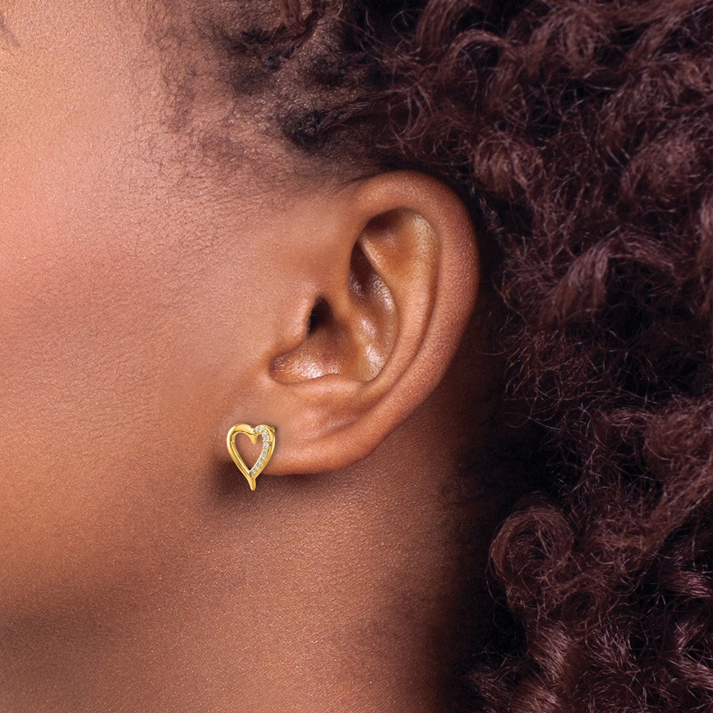 14K Lab Grown VS/SI FGH Dia Heart Post Earrings