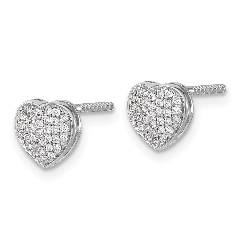 14K White Gold Lab Grown VS/SI FGH Dia Heart Screwback Post Earrings