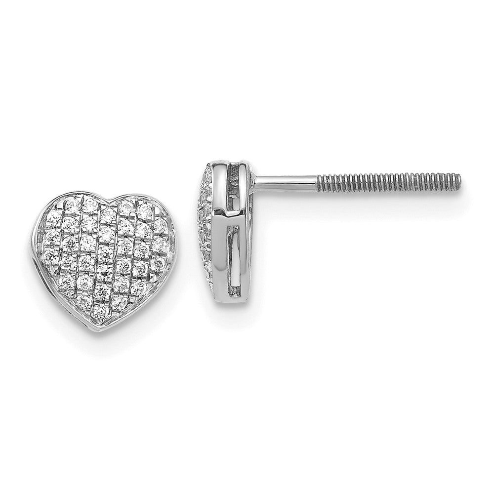 14K White Gold Lab Grown VS/SI FGH Dia Heart Screwback Post Earrings