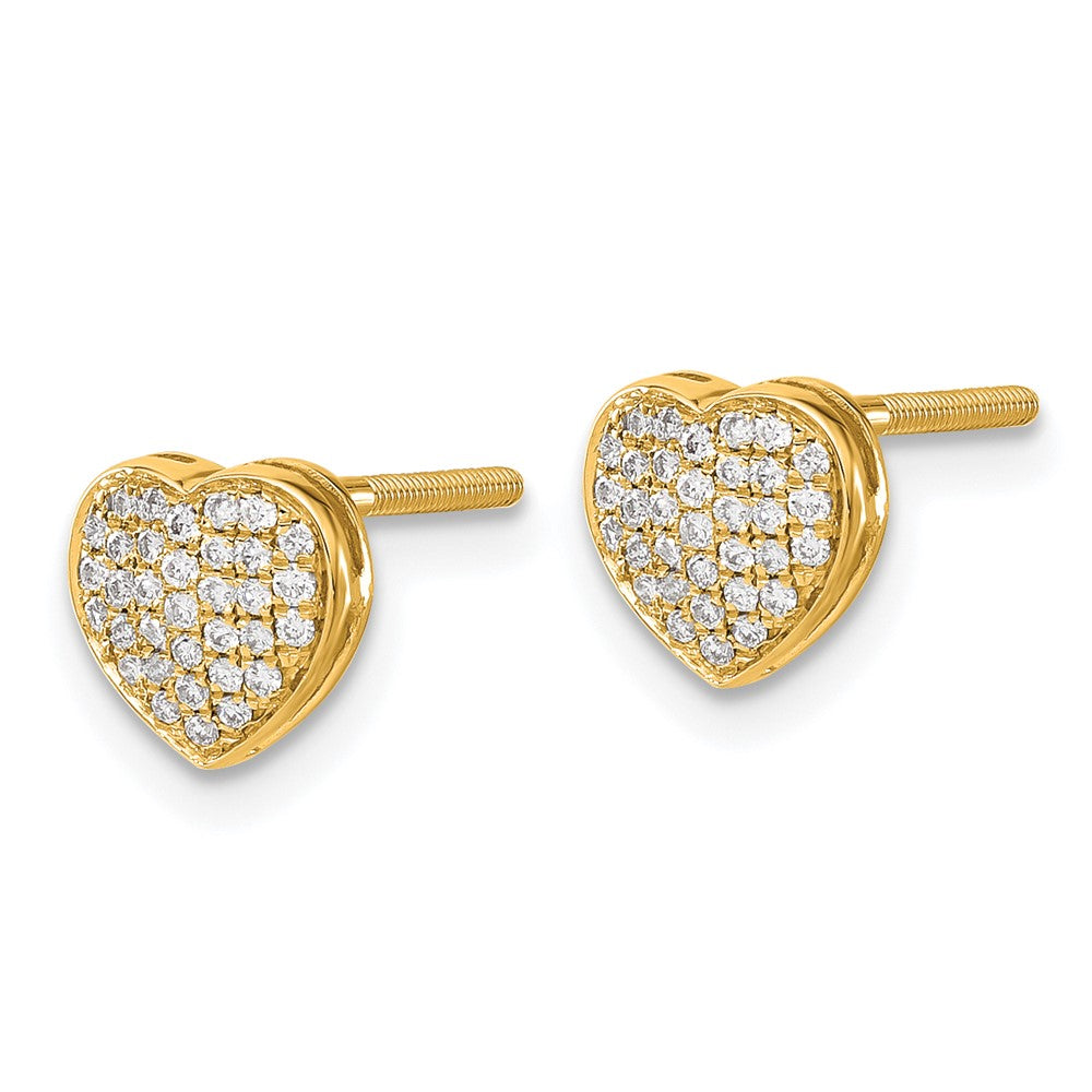 14K Lab Grown VS/SI FGH Dia Heart Screwback Post Earrings