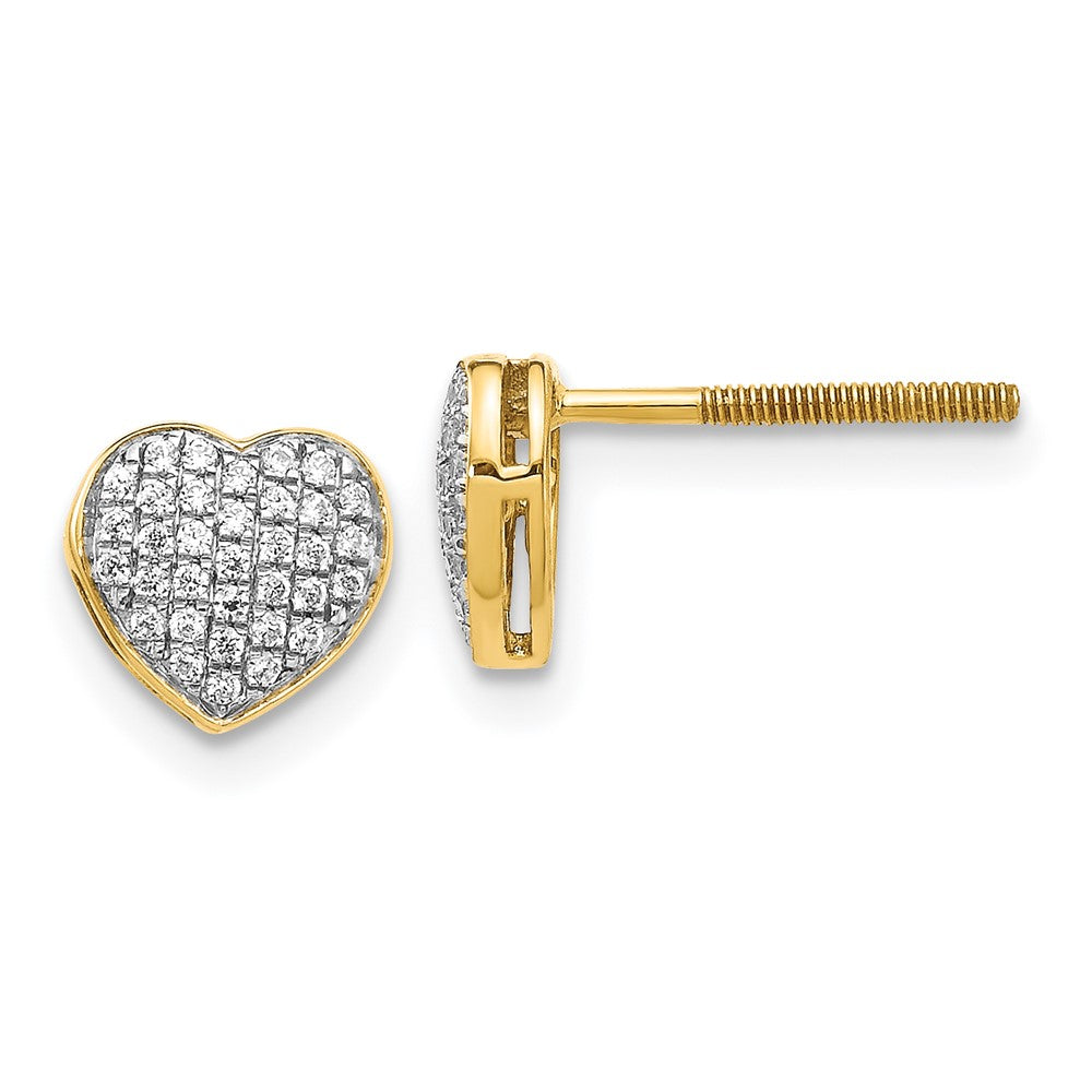 14K Lab Grown VS/SI FGH Dia Heart Screwback Post Earrings