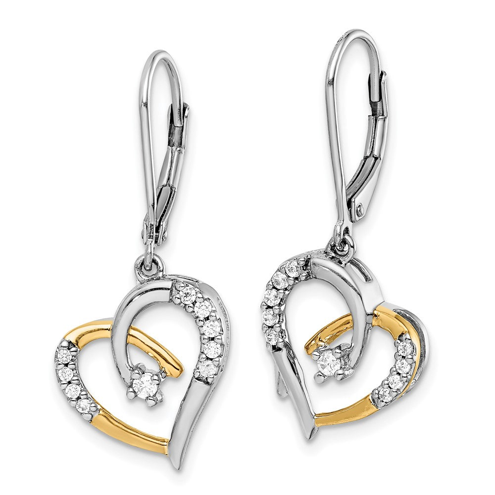 14K Two-Tone Lab Grown VS/SI FGH Dia Heart Leverback Earrings