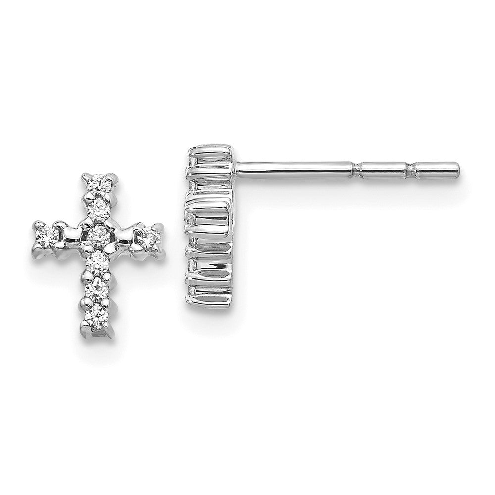 14K White Gold Lab Grown VS/SI FGH Dia Cross Post Earrings