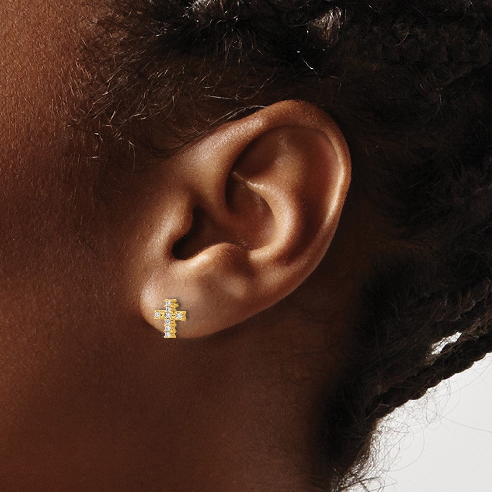 14K Lab Grown VS/SI FGH Dia Cross Post Earrings