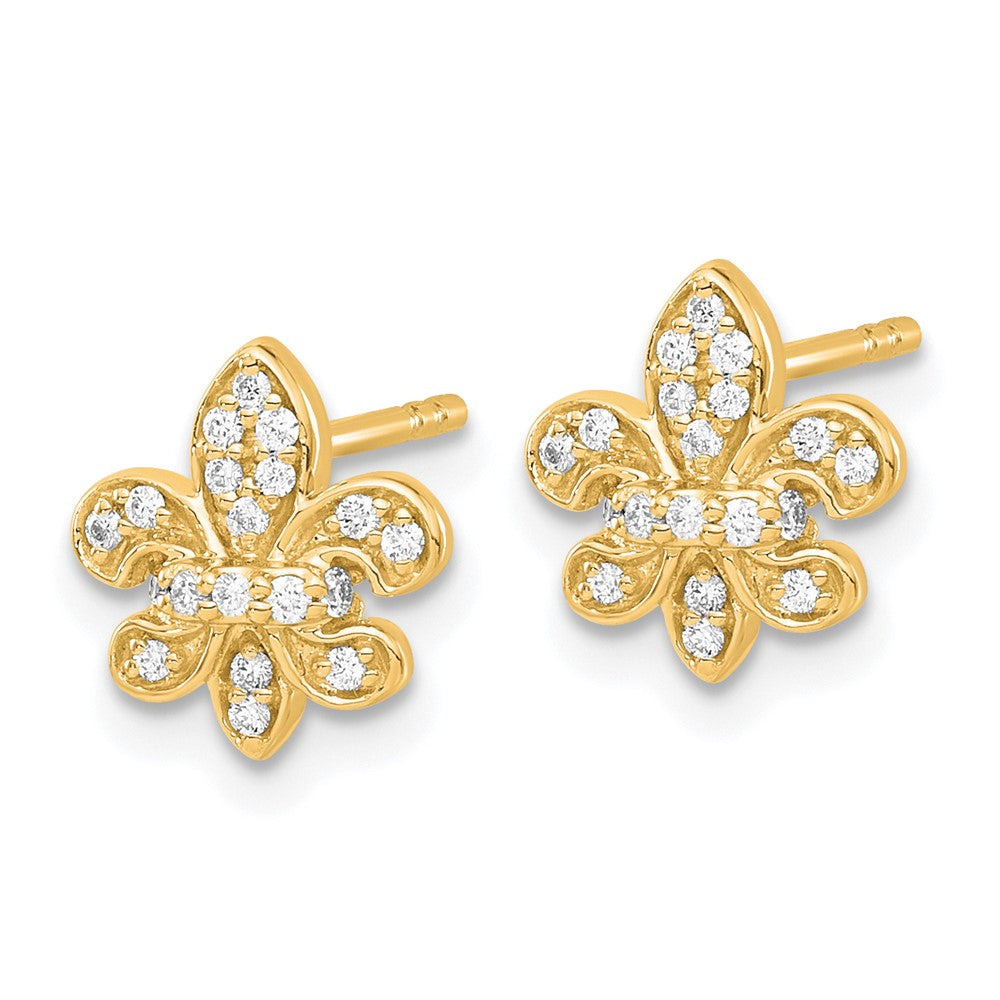 14K Lab Grown VS/SI FGH Dia Fleur de Lis Post Earrings