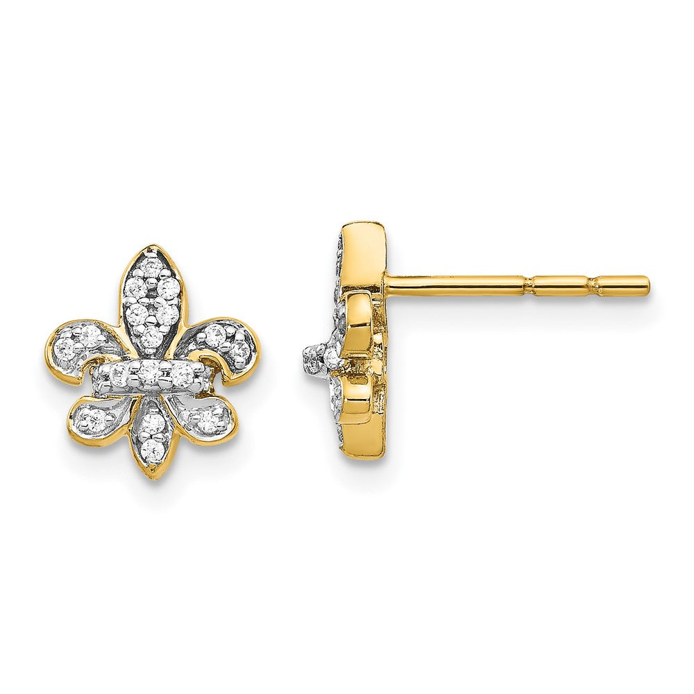 14K Lab Grown VS/SI FGH Dia Fleur de Lis Post Earrings