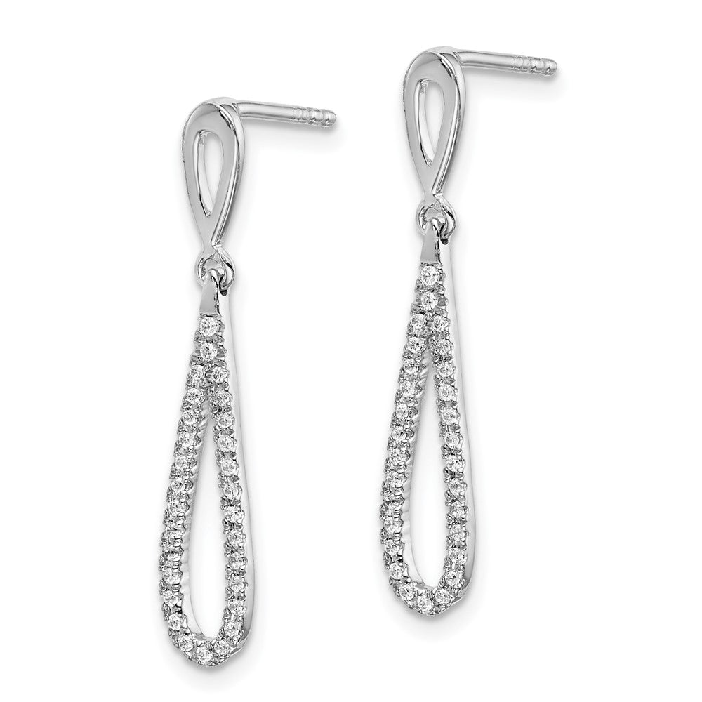 14K White Gold Lab Grown VS/SI FGH Dia Teardrop Dangle Post Earrings