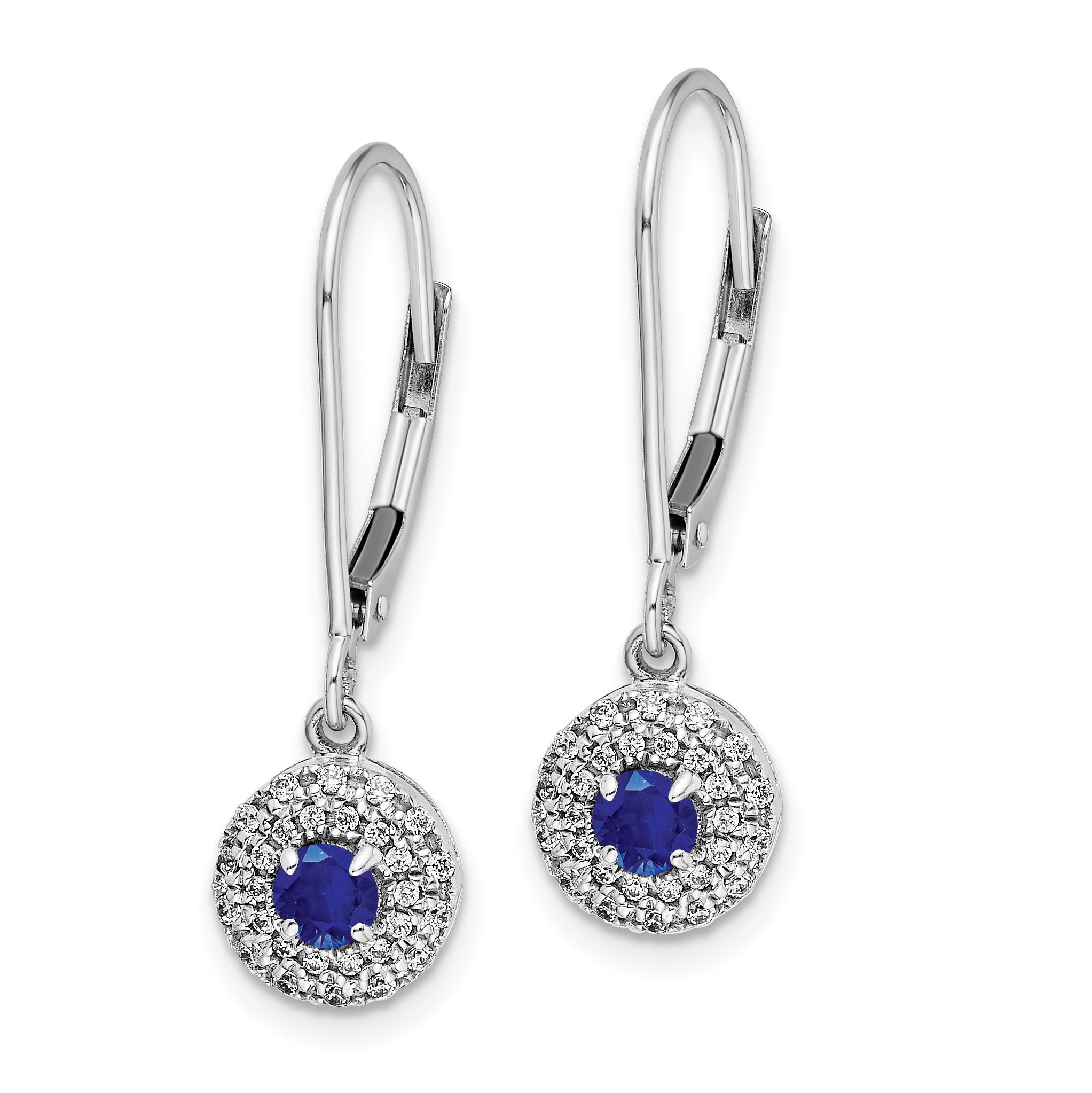 14K White Gold Lab Grown VS/SI FGH Dia Cr Sapphire Leverback Earrings