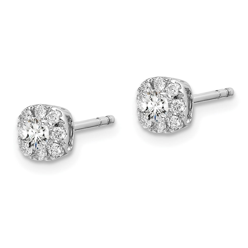 14K White Gold Lab Grown Diamond VS/SI FGH Cushion Halo Earrings