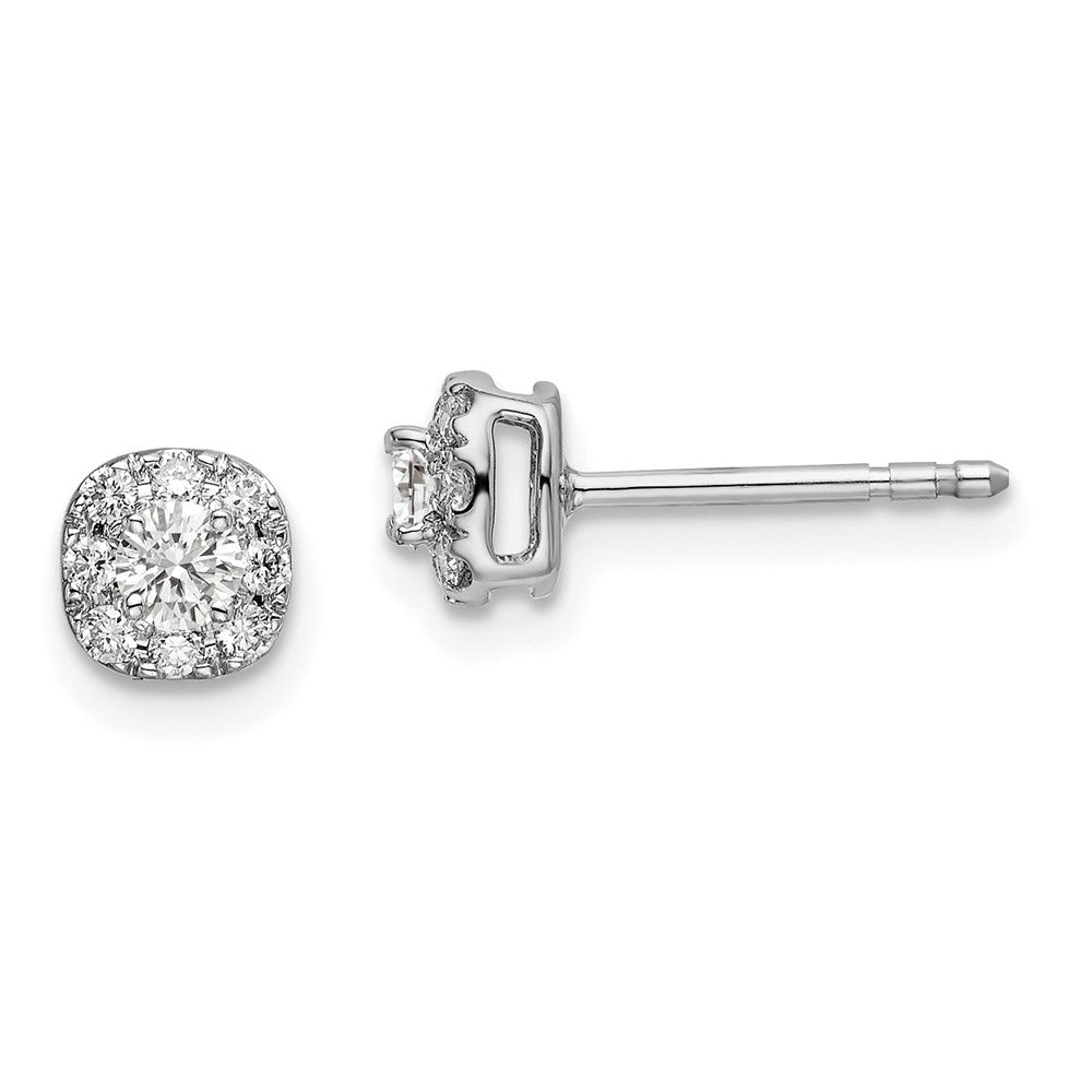 14K White Gold Lab Grown Diamond VS/SI FGH Cushion Halo Earrings