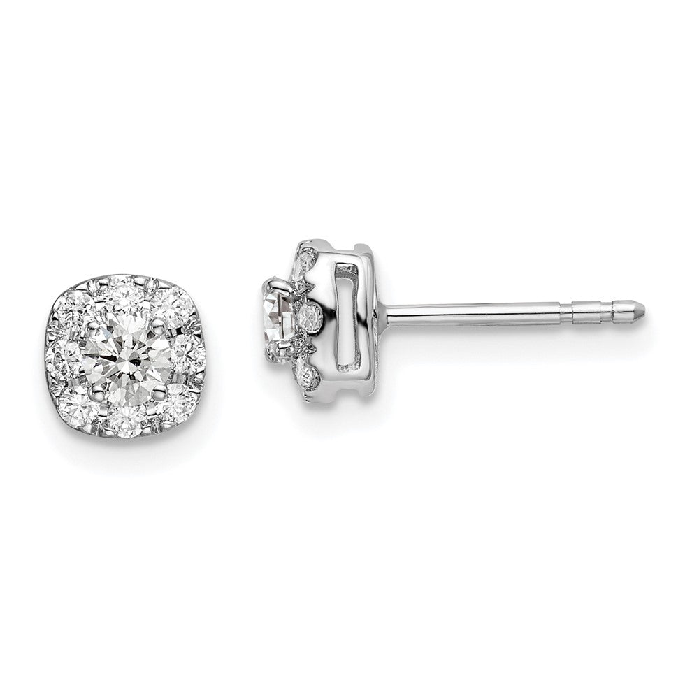 14K White Gold Lab Grown Diamond VS/SI FGH Cushion Halo Earrings