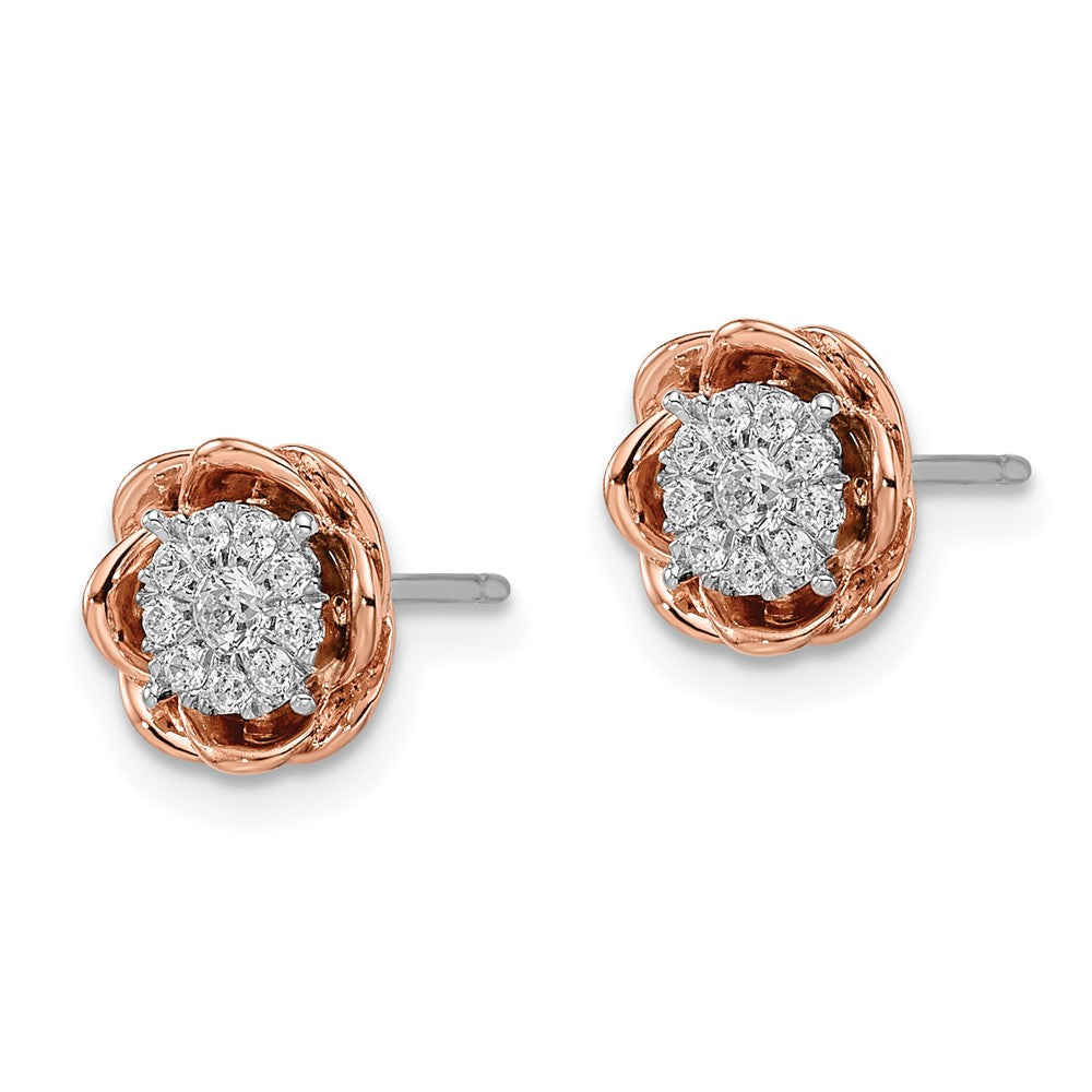 14K Two-Tone Lab Grown VS/SI FGH Dia Rose Earrings