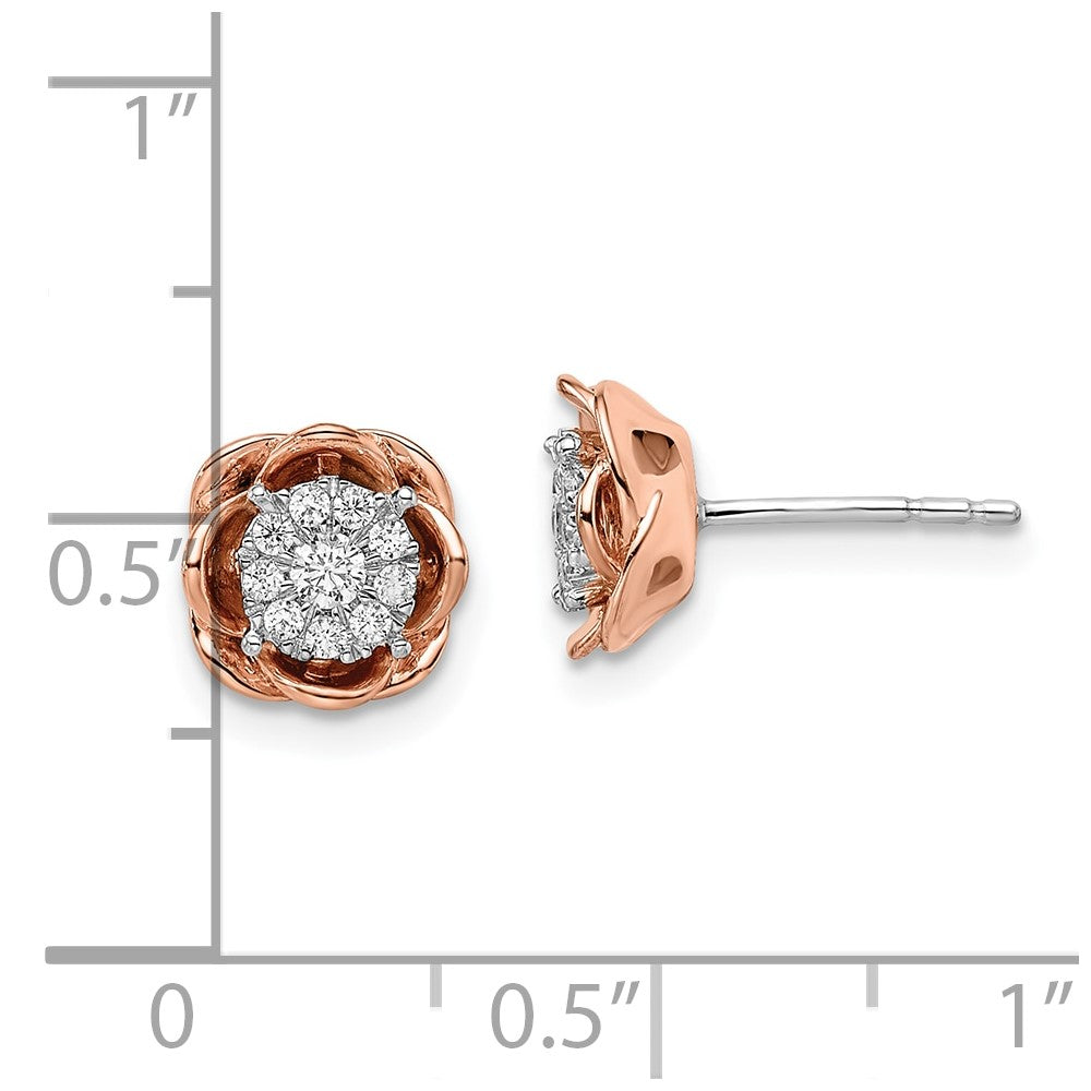 14K Two-Tone Lab Grown VS/SI FGH Dia Rose Earrings