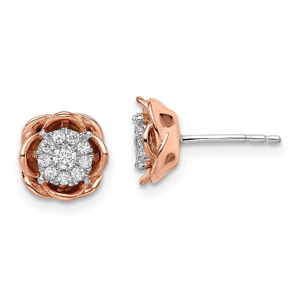 14K Two-Tone Lab Grown VS/SI FGH Dia Rose Earrings