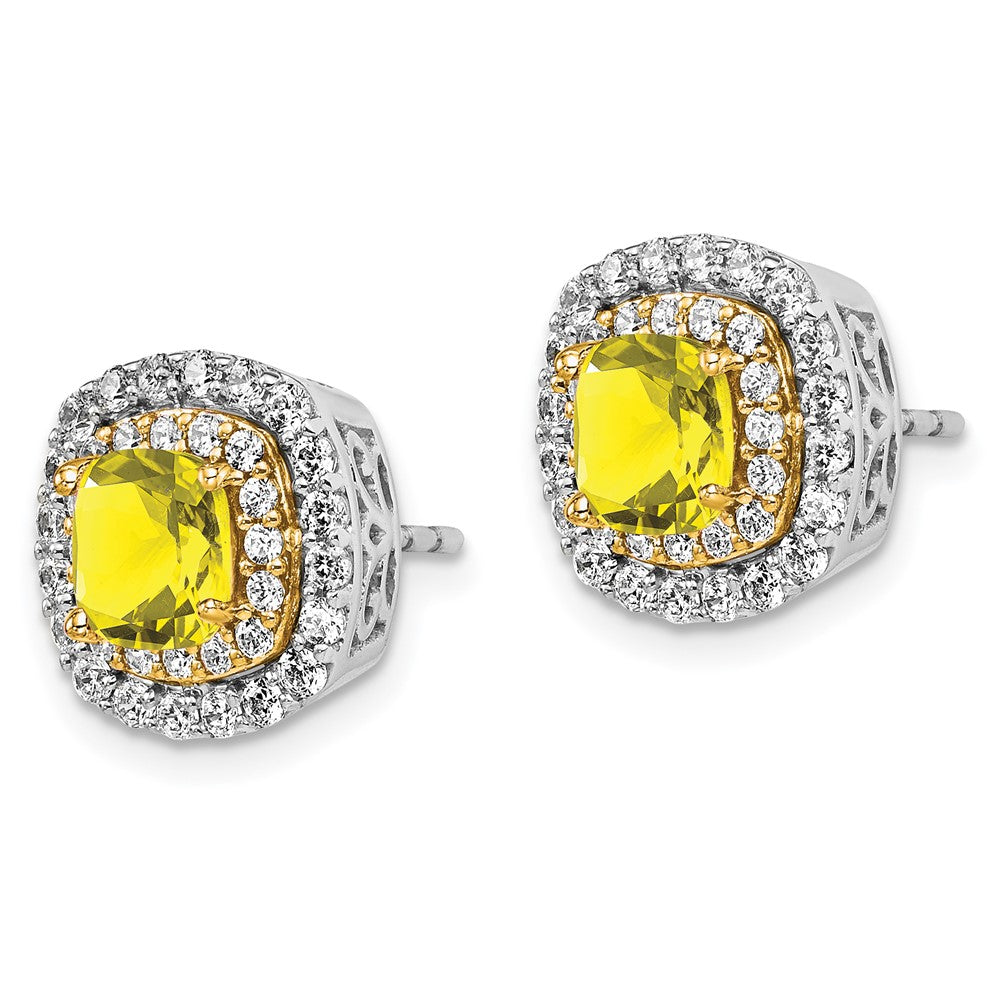 14K Two-Tone Lab Grown VS/SI FGH Dia & Created Yellow Sapphire Earrings