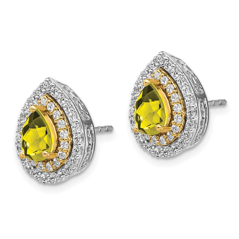 14K Two-Tone Lab Grown VS/SI FGH Dia & Created Yellow Sapphire Earrings