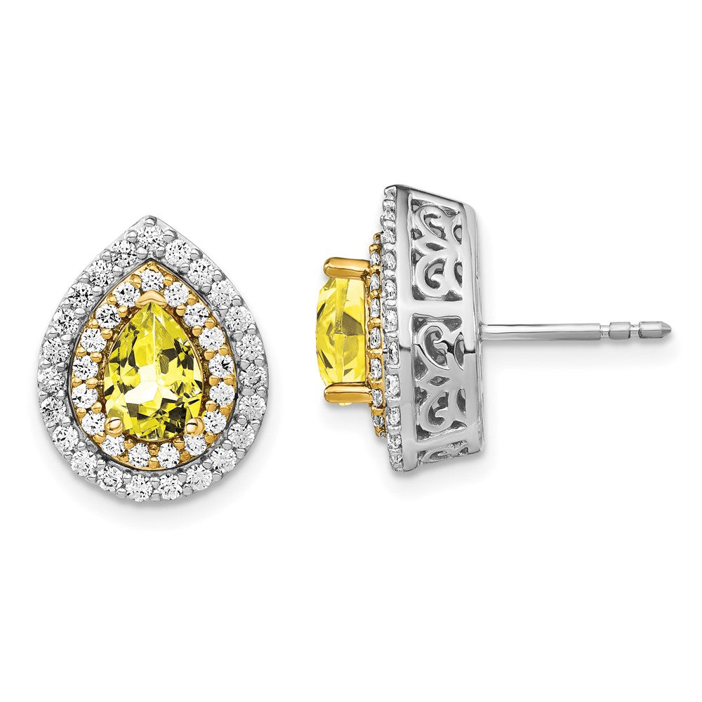 14K Two-Tone Lab Grown VS/SI FGH Dia & Created Yellow Sapphire Earrings