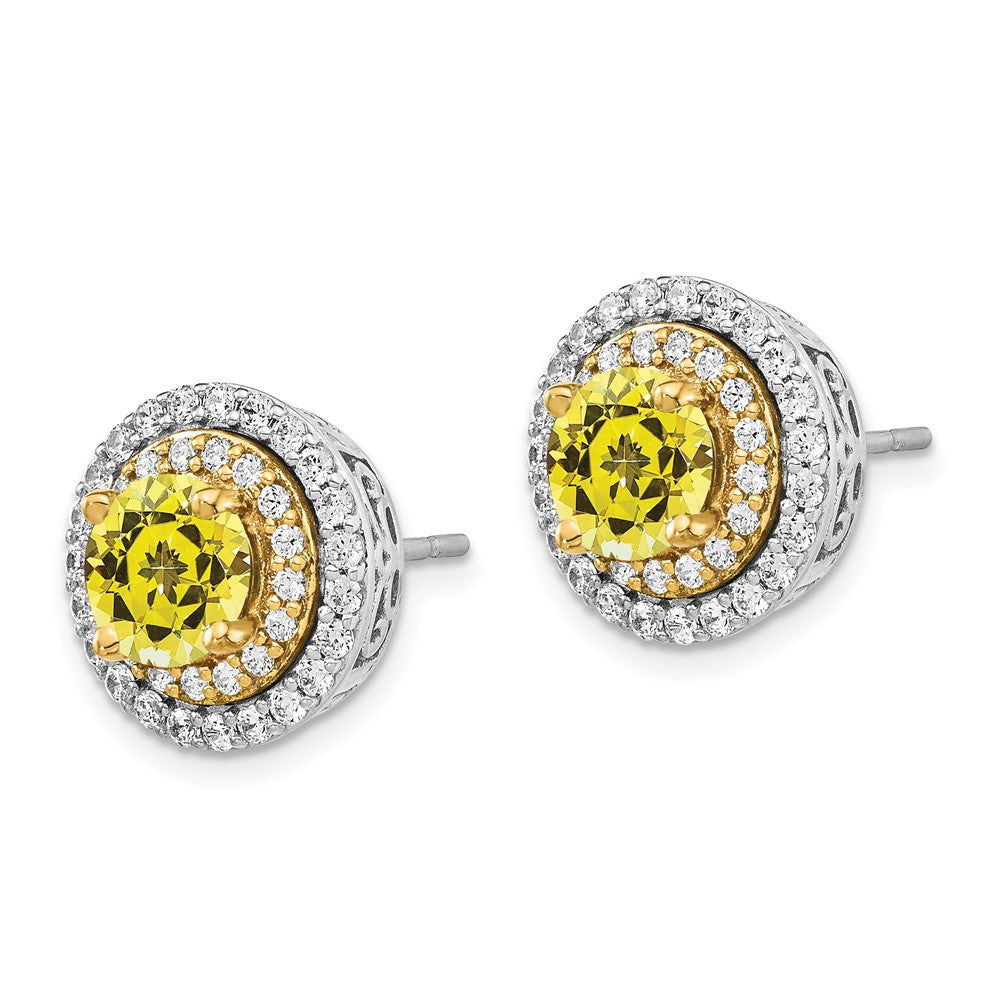 14K Two-Tone Lab Grown VS/SI FGH Dia & Created Yellow Sapphire Earrings