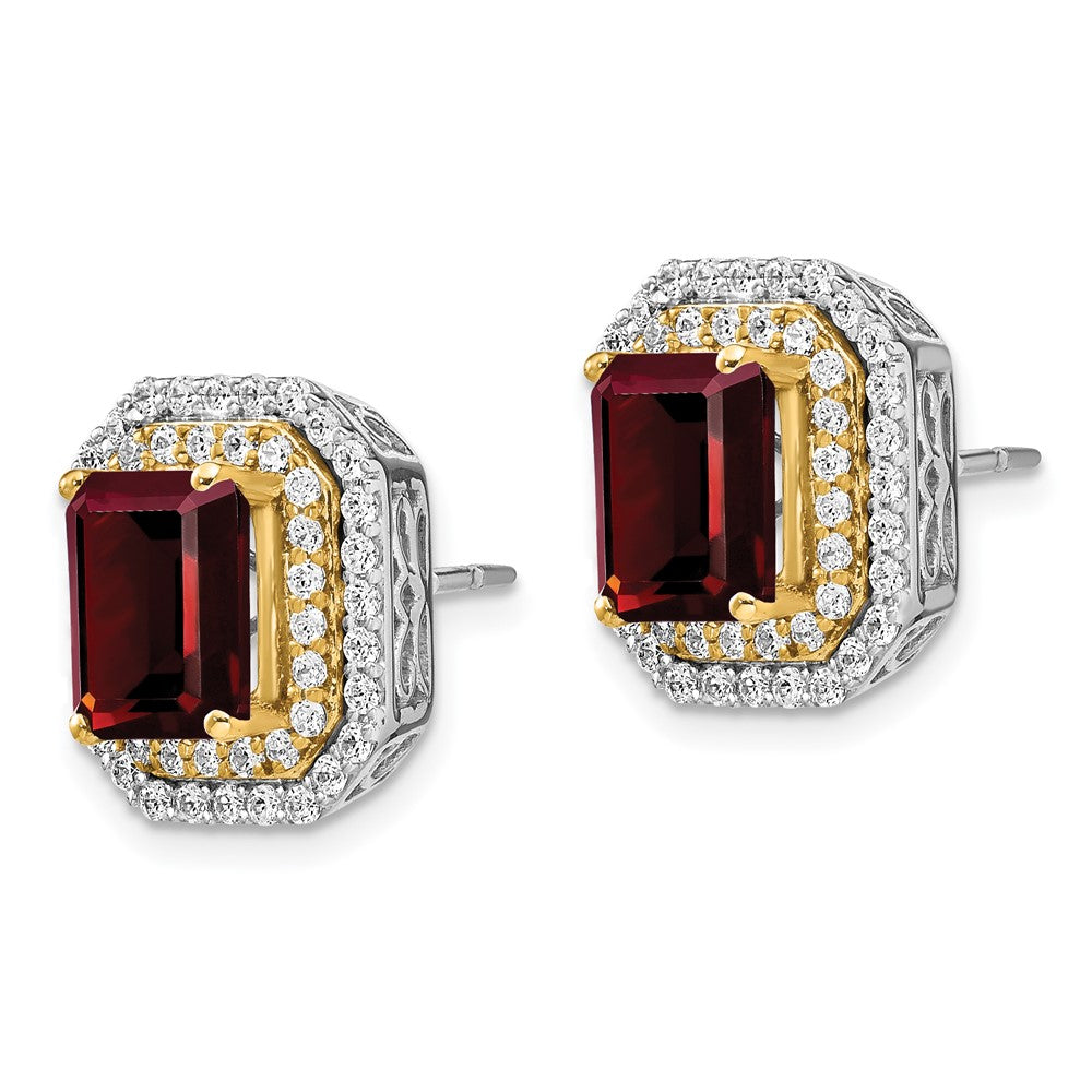 14K Two-Tone Lab Grown VS/SI FGH Dia & Created Ruby Earrings