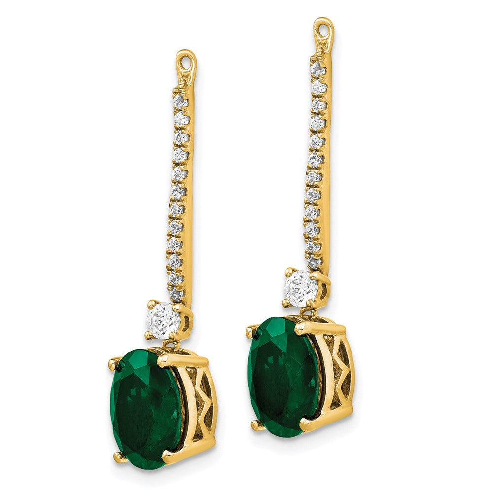 14K White Gold Lab Grown VS/SI FGH Dia & Created Emerald Earring Jackets