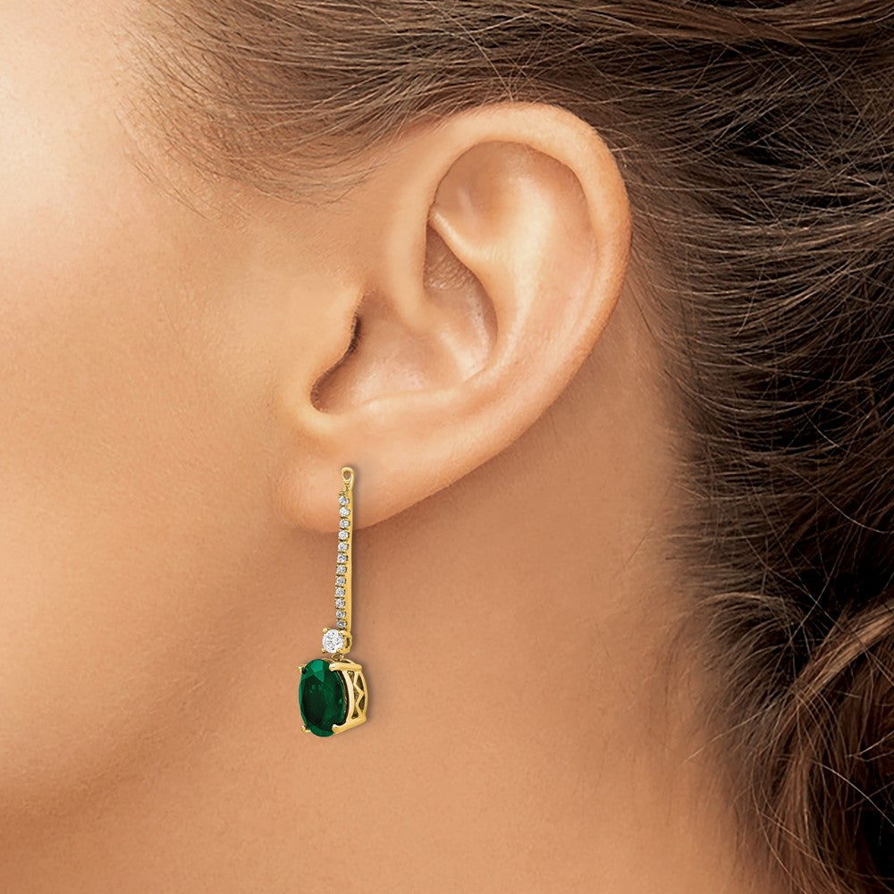 14K White Gold Lab Grown VS/SI FGH Dia & Created Emerald Earring Jackets