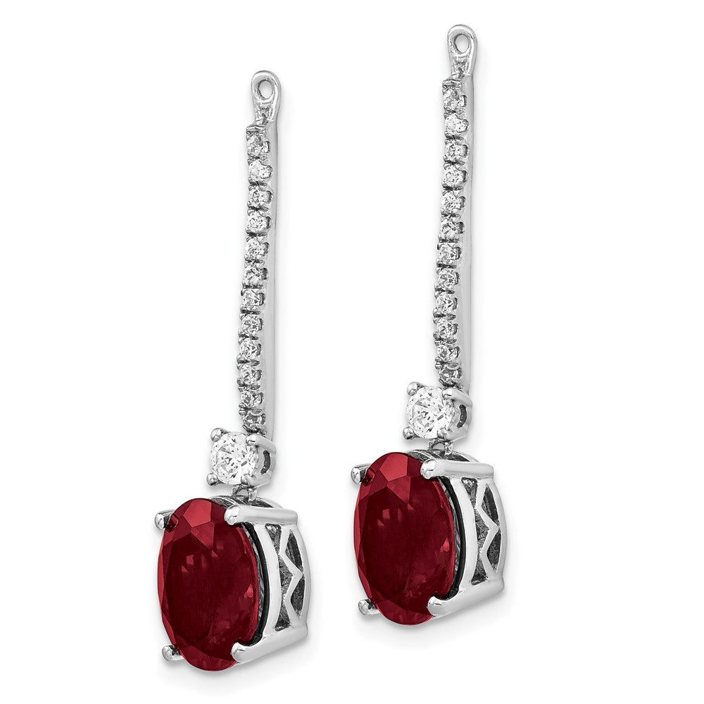 14K White Gold Lab Grown VS/SI FGH Dia & Created Ruby Earring Jackets